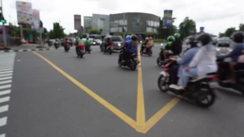 Blurry Background of Car intersection traffic in red and green light in Yog.. Stock Footage 224802585
