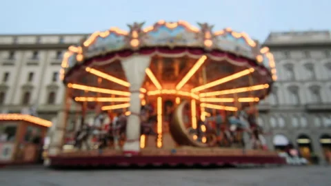 Blurry background carousel with horses Stock Footage 145021462