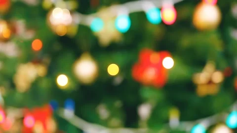 Blurry background with a Christmas tree with a flashing garland. Stock Footage 153806286