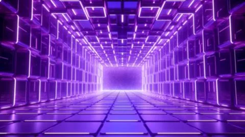 Blurry background of Futuristic sci-fi hallway and corridor tunnel Stock Illustration