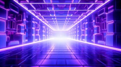 Blurry background of Futuristic sci-fi hallway and corridor tunnel Stock Illustration