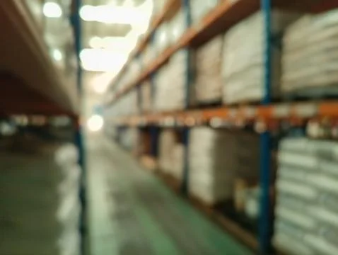 Blurry background of Warehouse inventory Stock Photos