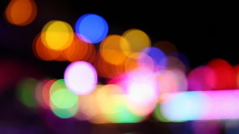 Blurry blinking lights at night at carnival fair Stock Footage 119767010