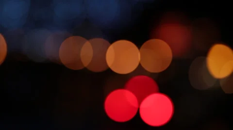 Blurry bokeh lights at night Stock Footage 33402228