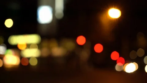 Blurry bokeh view of busy intersection with tram car Stock Footage 120929752