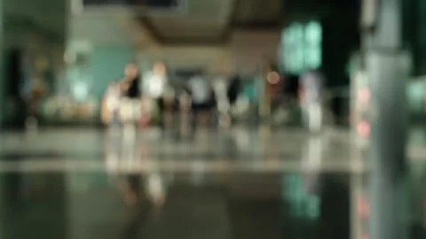 Blurry Bustle of the Airport Stock Footage 244983442