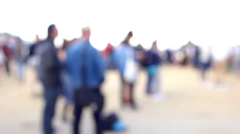 Blurry casual people talking, walking and dancing outdoor in slow motion. Stock Footage