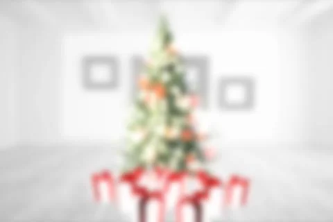 Blurry christmas tree in room Stock Illustration