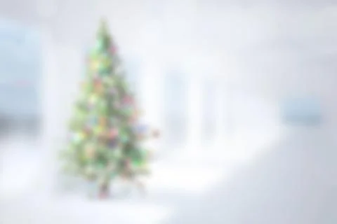 Blurry christmas tree in room Stock Illustration