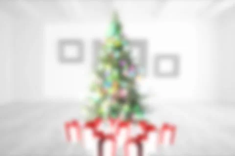 Blurry christmas tree in room Stock Illustration