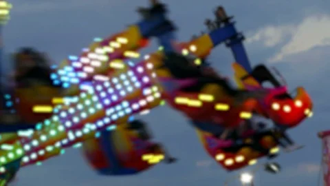 Blurry close-up of attractions of fair. Stock Footage 75489667