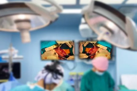 Blurry Close-Up Back Shot in the Operating Room Stock Photos