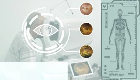 Blurry close up a head of the patient fixed in Tomography Optical Coherence ( Stock Photos
