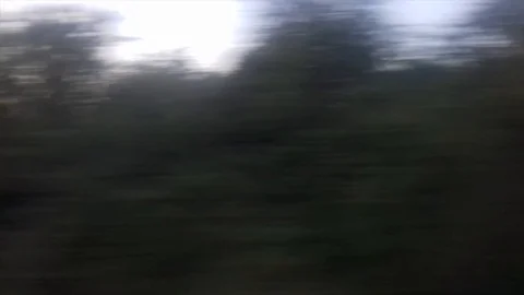 Blurry Countryside From Moving Train Stock Footage 92472048