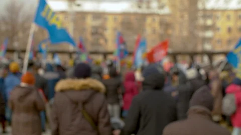 Blurry crowd on the demonstration Stock Footage 127682822