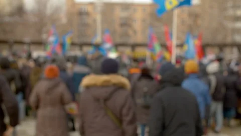Blurry crowd on rally Stock Footage 127683194