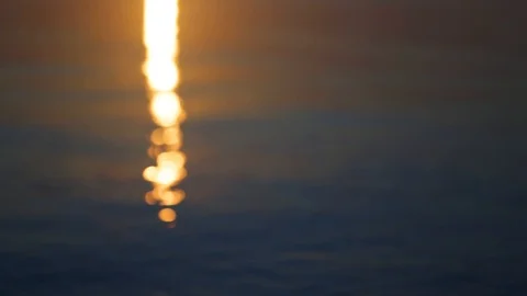 Blurry defocused video of amazing dramatic morning sunrise at peaceful sea Stock Footage 124047111