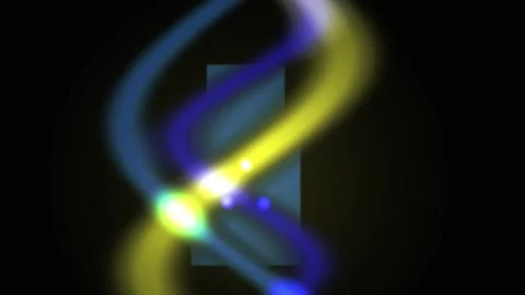 Blurry DNA double helix structure with glowing blue and yellow lights on bl.. Stock Footage 337456204