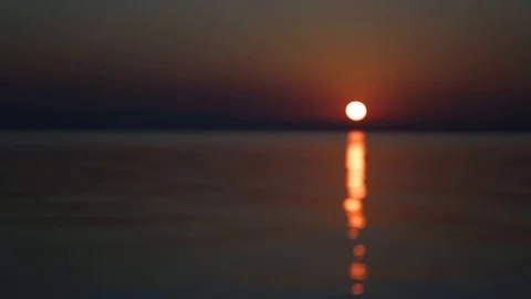 Blurry dramatic dark peaceful sea landscape of sunset or sunrise sky Stock Footage 124046649