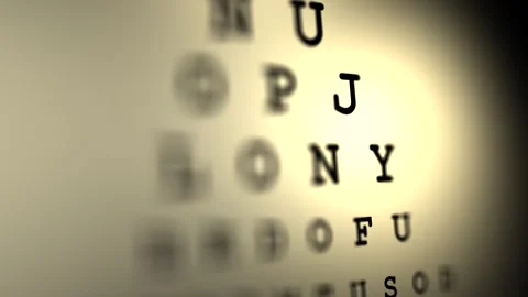 Blurry Eye Exam Snellen Chart in an Optometrist Office - 2 Stock Footage 328131782