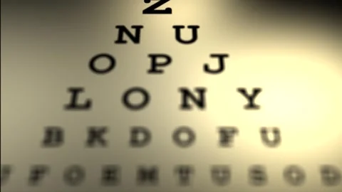 Blurry Eye Exam Snellen Chart in an Optometrist Office - 1 Stock Footage 328131788