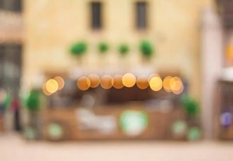 Blurry facade with garlands. Stock Photos