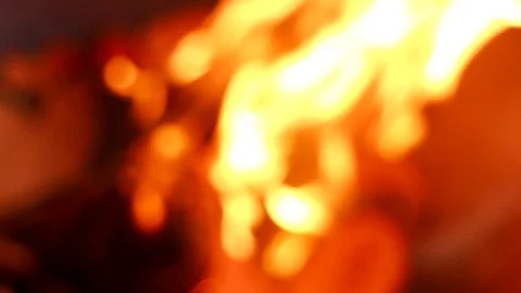 Blurry fire from a coconut shell that is burned Stock Footage 122575104