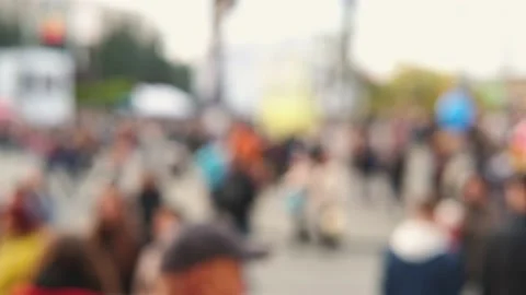 Blurry footage of people in city, agglomeration in urban lifestyle Stock Footage 237003767