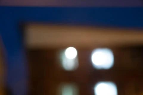 A blurry image of a building with a blue frame Stock Photos