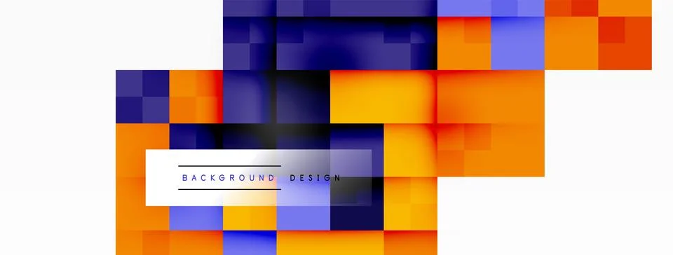 Blurry image of a colorful square pattern in electric blue on white background Stock Illustration