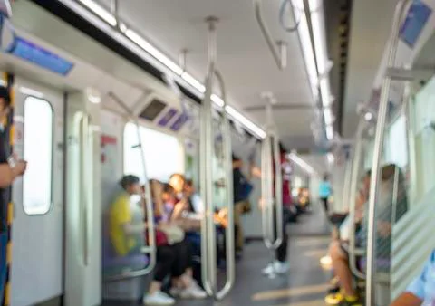Blurry image of a passenger Subway train Stock Photos
