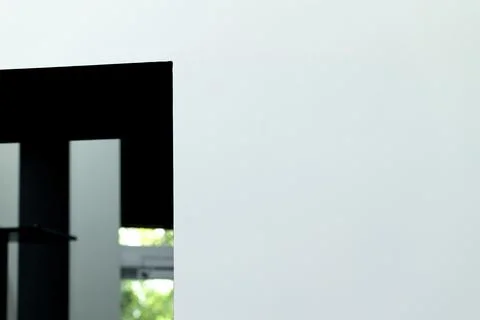 Blurry interior white wall background black passage square shape mostly mon.. Foto stock