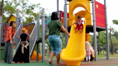 Blurry kids playground Stock Footage 206155212
