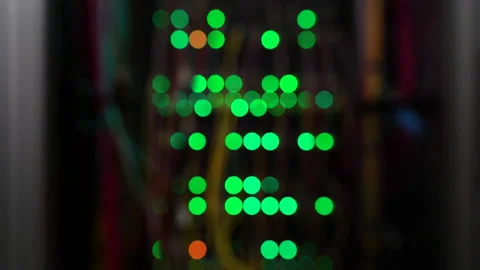 Blurry LED at Server in Modern Data Center - Cloud Computing - Internet Traffic 스톡 동영상 169958580