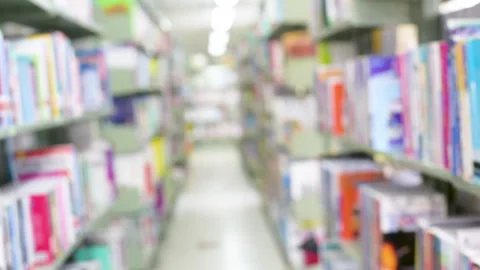 Blurry Library background off white Backdrop bright softness bookshelf with copy Stock Footage 266860611