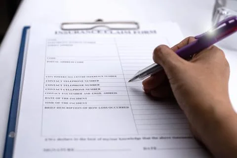 The blurry light design background of human hand writing on blurry Insurance  스톡 사진