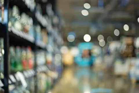 Blurry liquor store. Stock Photos