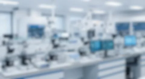 Blurry modern science laboratory interior background with advanced equipment, Stock Photos