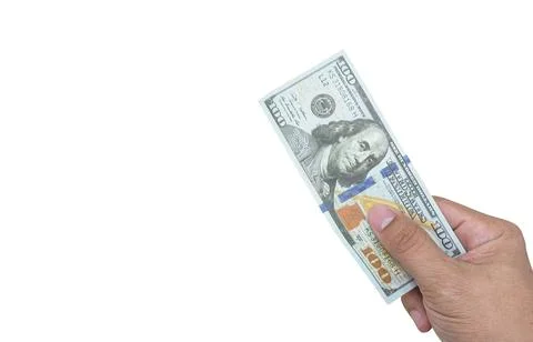 Blurry money dollars in hand isolation on white background Stock Photos