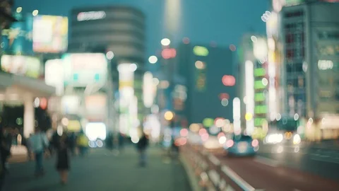 Blurry night Tokyo Stock Footage 98225302
