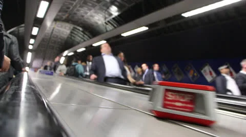 Blurry pass on the underground esscalator Stock Footage 24923676