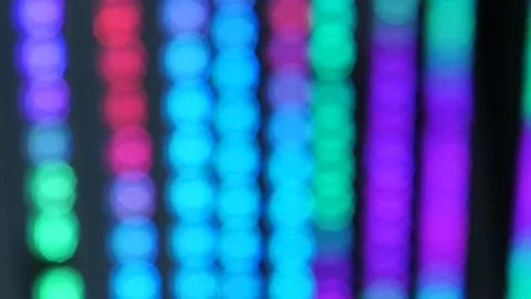 Blurry Pulsating Rays Stage Lights in Nightclub or Concert. Defocused Colourful Stock Footage 143448215