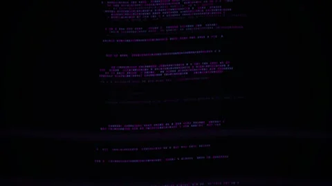 Blurry purple and blue code on black background with white space. Stock Footage 335506652