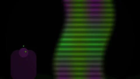 Blurry purple object and green purple striped pattern on black background. Stock Footage 337500538