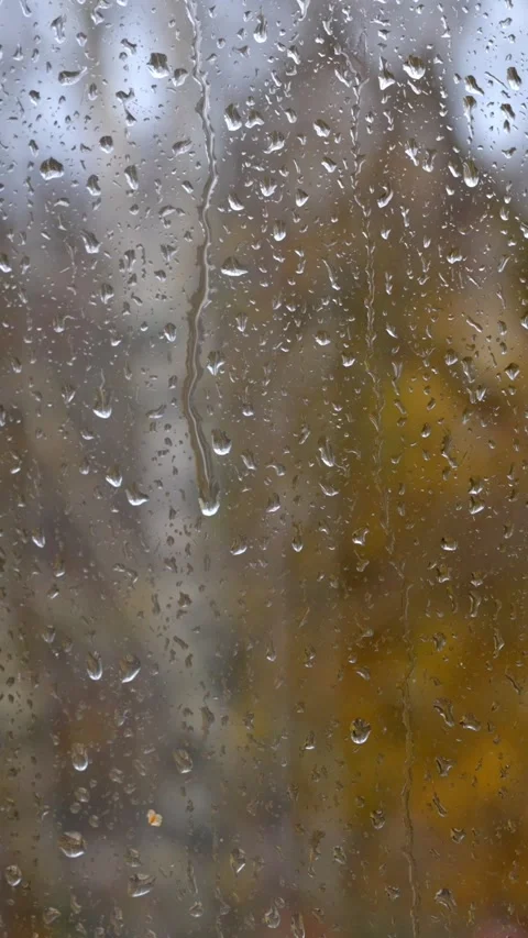 Blurry Rain Rolling Down Window, Rainy Weather Vertical Stock Footage 301678940