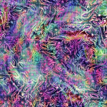 Blurry rainbow glitch artistic collage texture background. Irregular bleeding イラスト素材