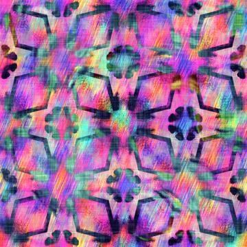 Blurry rainbow glitch artistic damask texture background. Irregular bleeding Stock Illustration
