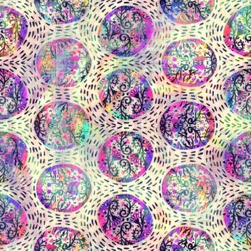 Blurry rainbow glitch artistic dot texture background. Irregular bleeding Illustrazione stock