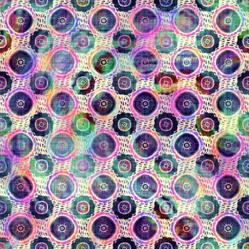 Blurry rainbow glitch artistic dot texture background. Irregular bleeding Illustrazione stock