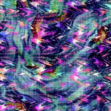 Blurry rainbow glitch camo texture background. Irregular bleeding watercolor tie Stock Illustration